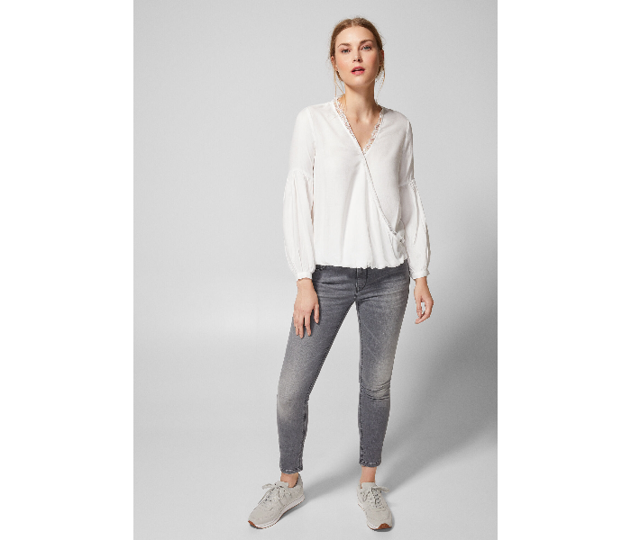 Springfield AW18 Long Sleeve Plain Blouse EU 36 For Women - White - Zoom Image 2