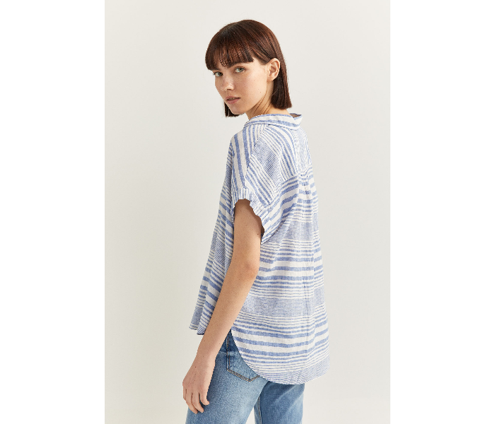 Springfield SS20 Striped Short Sleeve Blouse EU 34 For Women - Medium Blue - Zoom Image 3