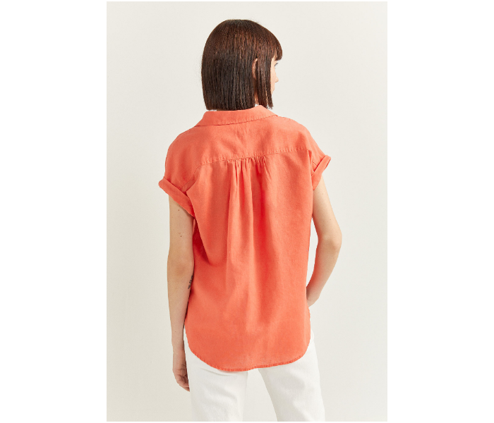 Springfield SS20 Plain Short Sleeve Blouse EU 36 For Women - Orange - Zoom Image 4