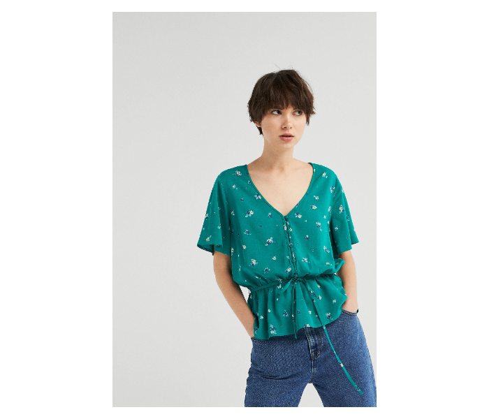 Springfield SS19 Floral Short Sleeve Blouse EU 38 For Women - Green - Zoom Image 1