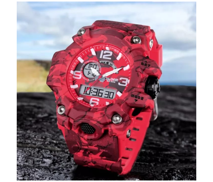 S Shock Casual Sports Watch Waterproof for Men -  Army Red - Zoom Image 2