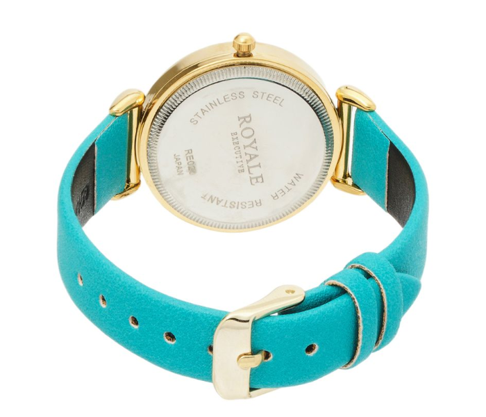 Royale Executive RE020 Leather Analog Wrist Watch For Women - Cyan - Zoom Image 3