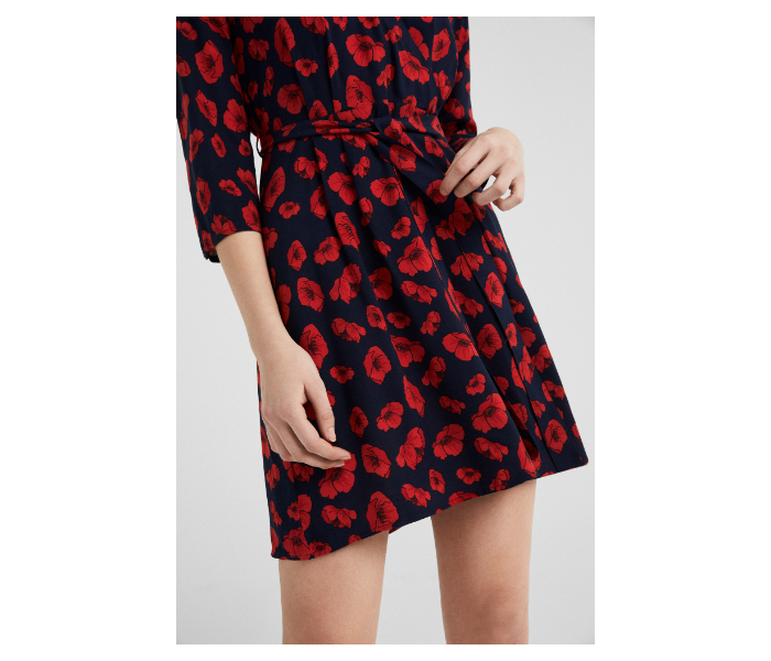 Springfield SS19 Floral Knit Dress EU 38 For Women - Blue and Red - Zoom Image 3