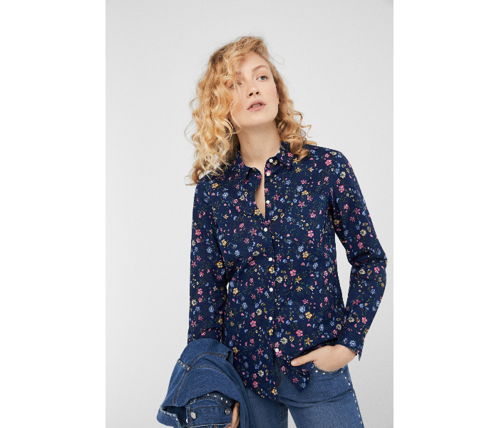 Springfield SS19 Long Sleeve Floral Blouse EU 40 For Women - Navy Blue - Zoom Image 1