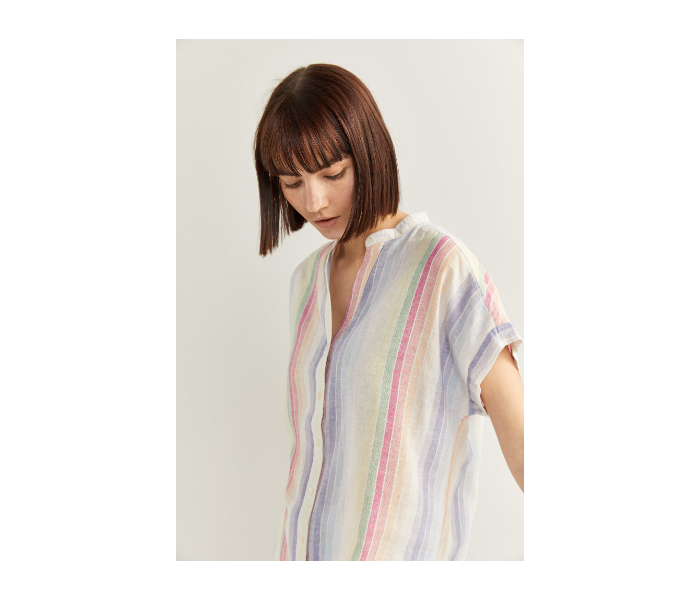 Springfield SS20 Striped Short Sleeve Blouse EU 42 For Women - Blue and Pink - Zoom Image 2