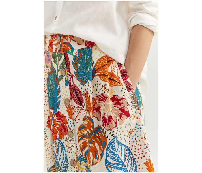 Springfield SS20 Printed Midi Skirt EU 34 For Women - Ivory - Zoom Image 4