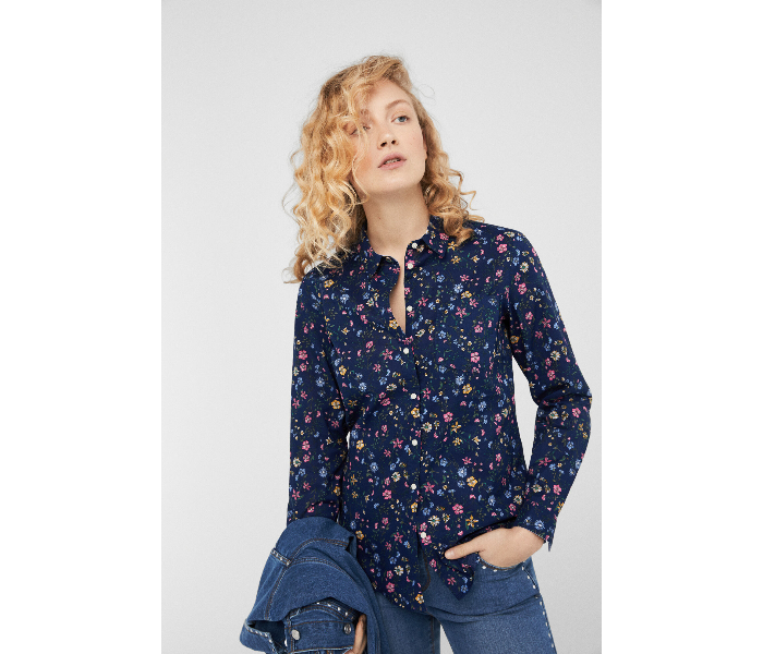 Springfield SS19 Long Sleeve Floral Blouse EU 36 For Women - Navy Blue - Zoom Image 1