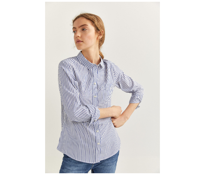 Springfield SS20 Long Sleeve Striped Shirt EU 38 For Women - Blue and White - Zoom Image 1