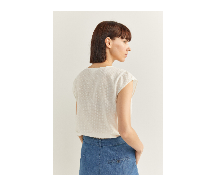 Springfield SS20 Plain Short Sleeve Blouse EU 38 For Women - White - Zoom Image 4