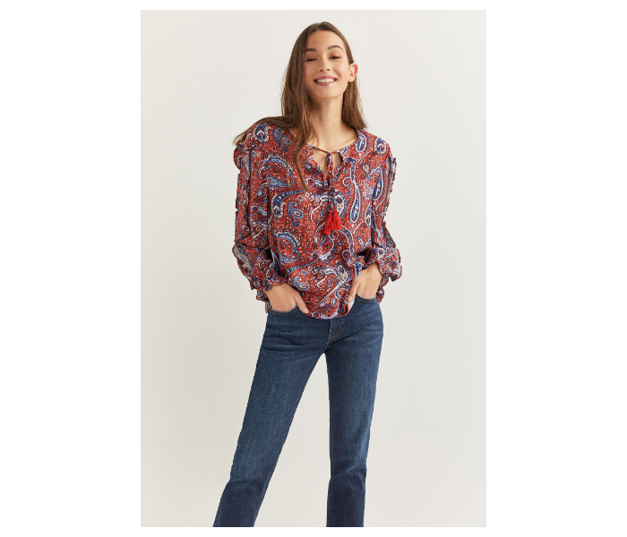 Springfield SS18 Long Ruffle Sleeve Blouse EU 40 For Women - Brown - Zoom Image 4