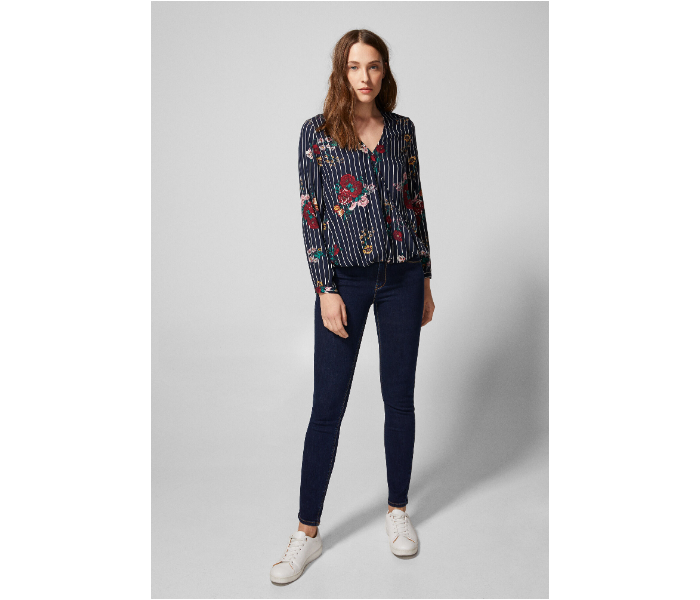 Springfield SS19 Long Sleeve Floral Blouse EU 36 For Women - Dark Blue - Zoom Image 1