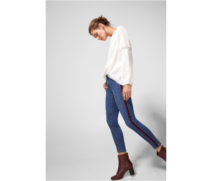 Springfield AW18 Fancy Denim Trouser EU 44 For Women - Blue and Brown - Zoom Image 1