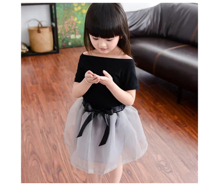 Little Wings Short Sleeve 6 Years T-Shirt Net Gauze Skirt - Black and Grey - Zoom Image 3