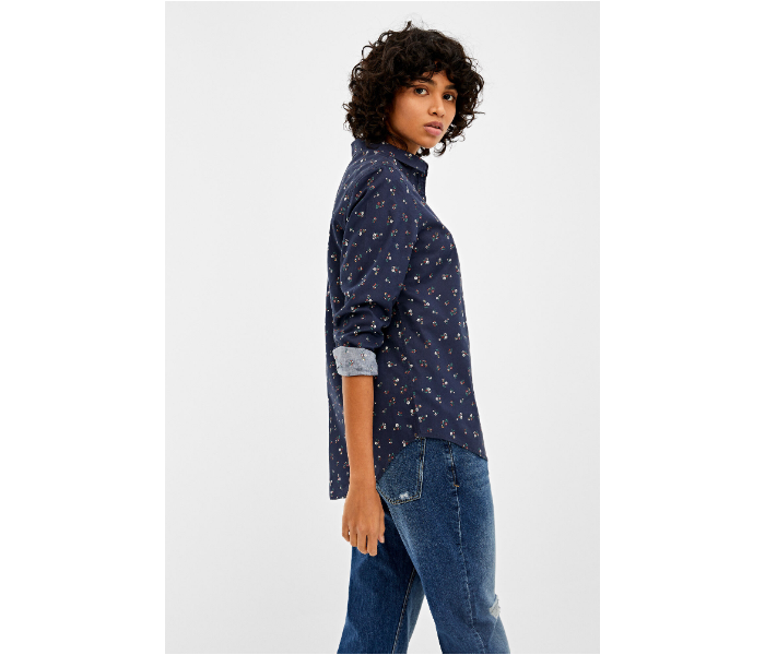 Springfield AW19 Regular Fit Long Sleeve Floral Blouse EU 36 For Women - Dark Blue - Zoom Image 4