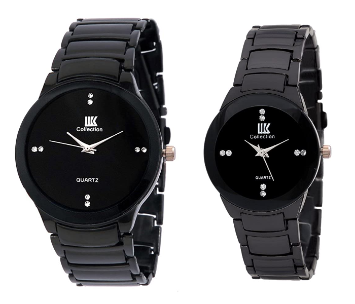 Analogue Black Dial Couple Watch - Black - Zoom Image 1