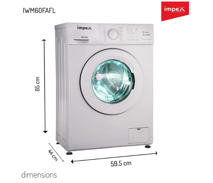 Impex IWM60FAFL 6Kg 1000 RPM Fully-Automatic Front-Load Washing Machine – White (Delivery Available Only In India) - Zoom Image 6