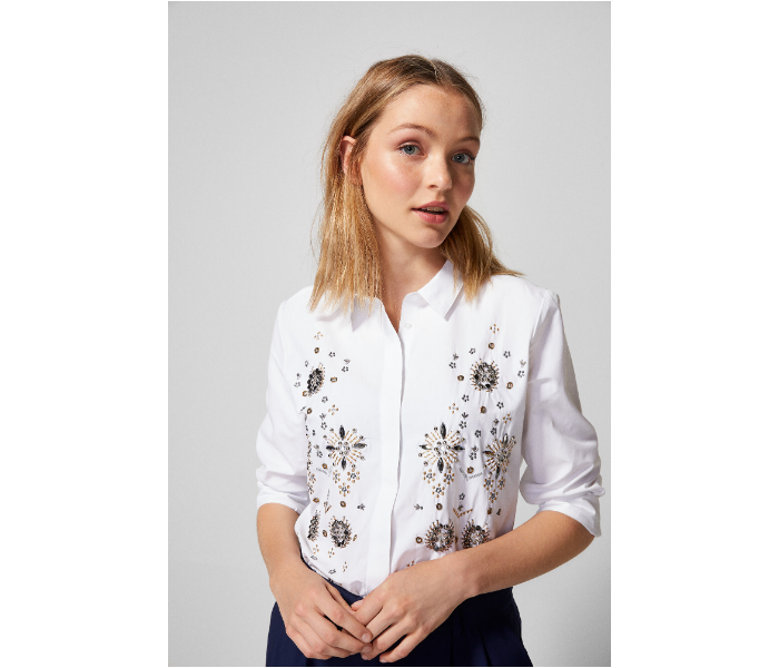 Springfield AW18 Long Sleeve Printed Blouse EU 34 For Women - White - Zoom Image 4