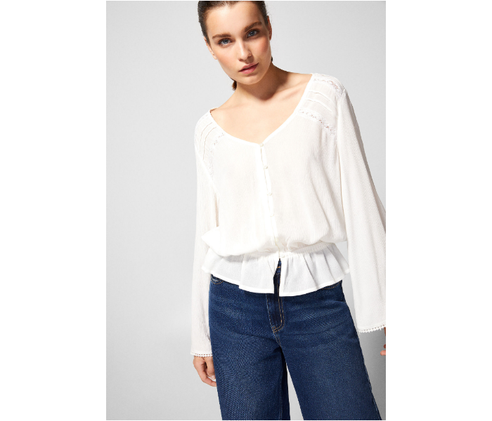 Springfield AW18 Long Sleeve Blouse EU 36 For Women - White - Zoom Image 3