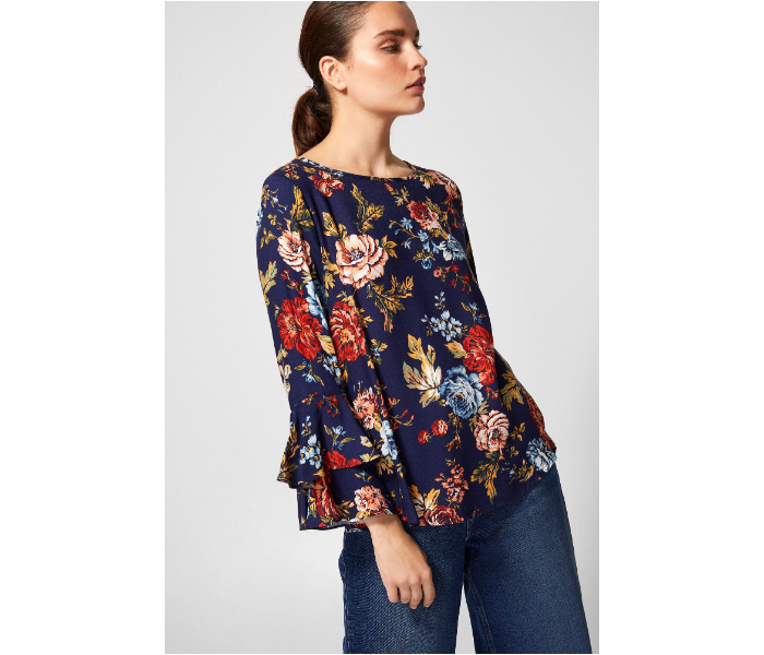 Springfield AW18 Long Sleeve Printed Blouse EU 36 For Women - Dark Blue - Zoom Image 1