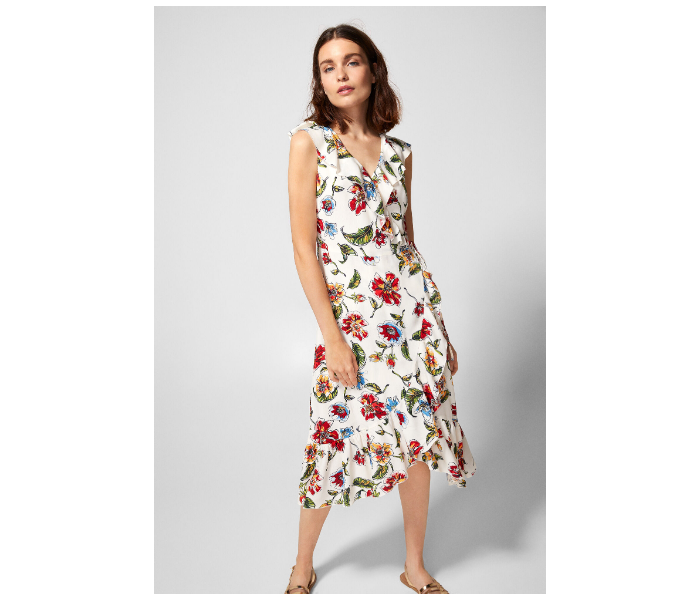 Springfield AW18 Floral Knit Dress EU 40 For Women - White - Zoom Image 1