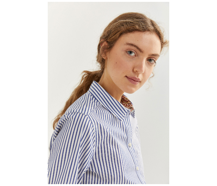 Springfield SS20 Long Sleeve Striped Shirt EU 36 For Women - Blue and White - Zoom Image 2