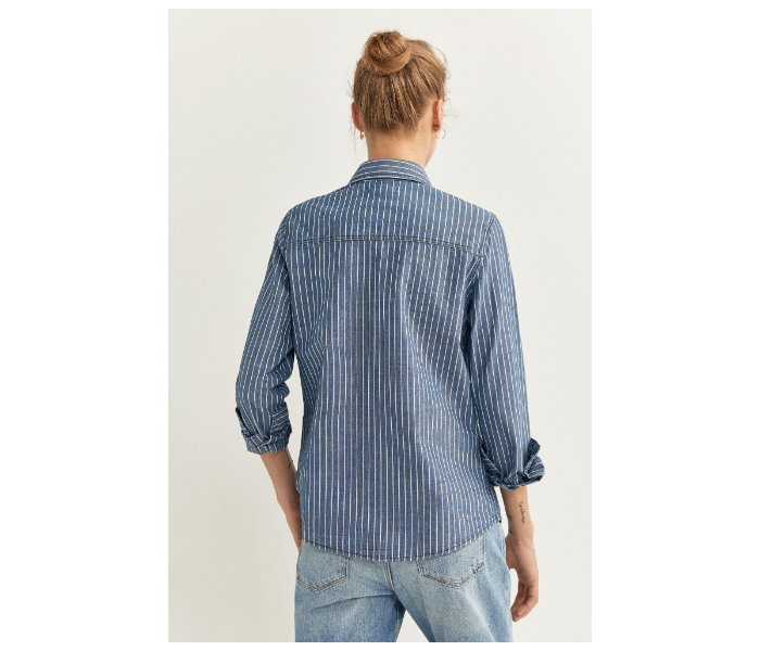 Springfield SS20 Striped Denim Shirt EU 34 For Women - Medium Blue - Zoom Image 4