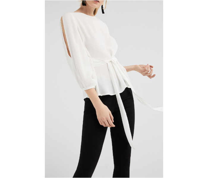 Springfield SS19 Long Sleeve Plain Blouse EU 42 For Women - White - Zoom Image 2