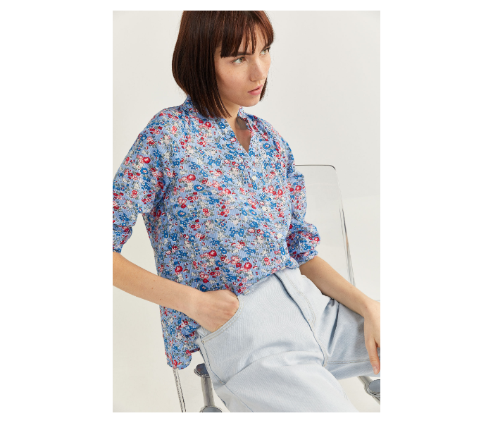 Springfield SS20 Long Sleeve Floral Blouse With Button Closure EU 34 For Women - Blue - Zoom Image 4