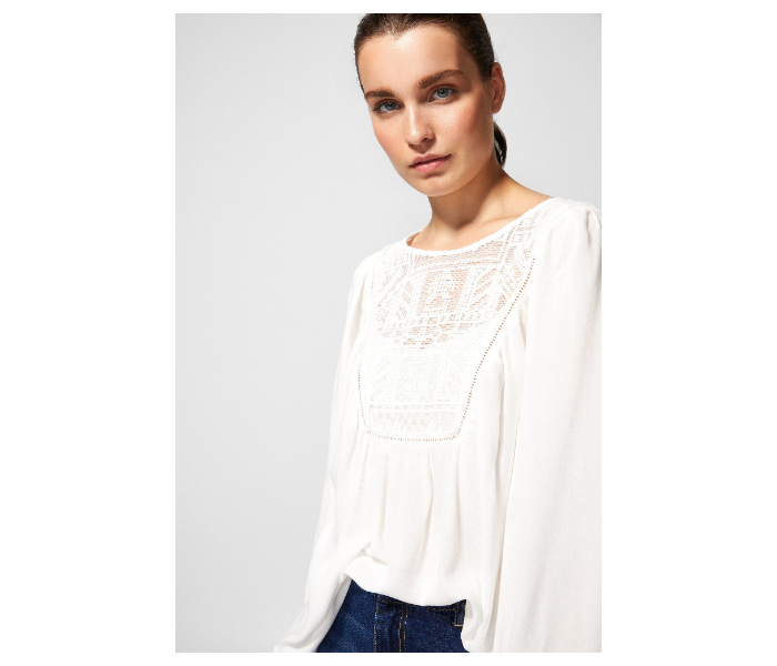 Springfield AW18 Long Sleeve Printed Blouse EU 42 For Women - White - Zoom Image 3