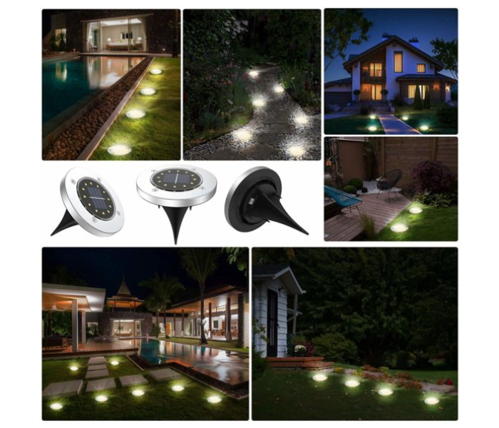 Jongo 8 LED Solar Powered Disk Lights Outdoor Solar Garden Light Waterproof Landscape Lighting Bright in-Ground Lights  - Warm White - Zoom Image 2