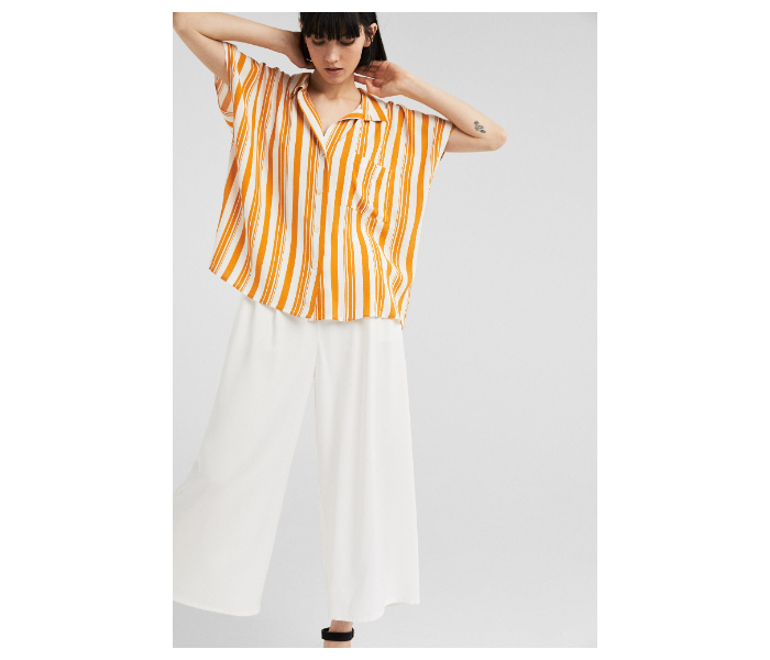 Springfield SS19 Plain Short Sleeve Shirt EU 38 For Women - Yellow and White - Zoom Image 1