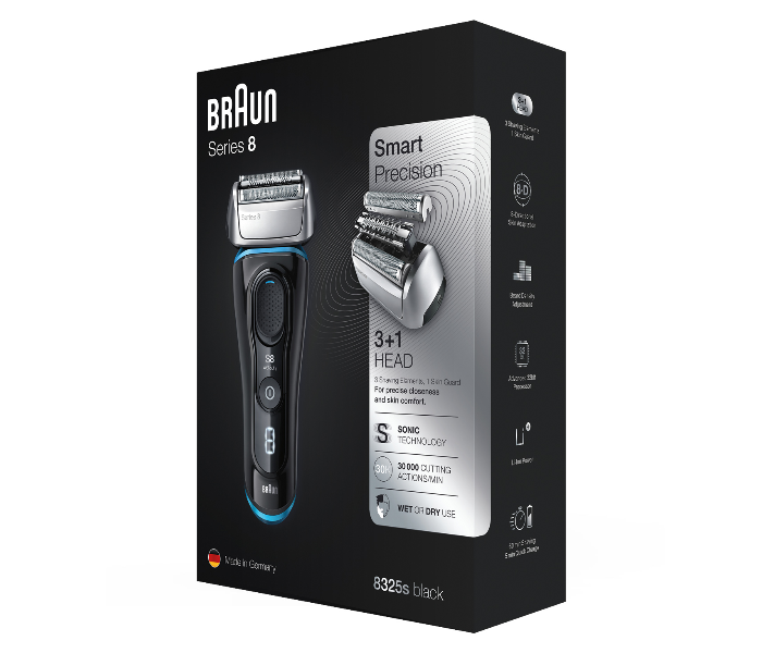 Braun 8325S Wet and Dry Shaver with Travel Case - Black and Blue - Zoom Image 6