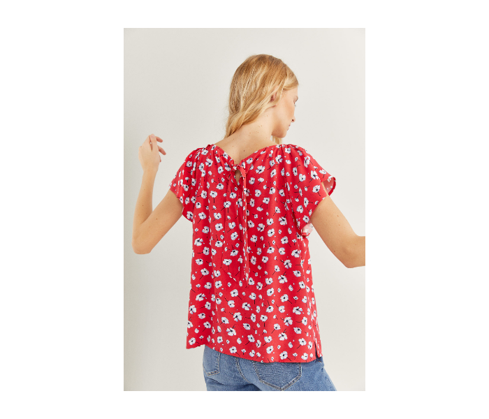 Springfield SS20 Floral Short Sleeve Blouse EU 40 For Women - Red and White - Zoom Image 3