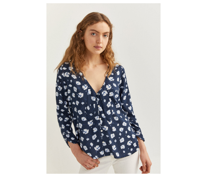 Springfield SS20 Printed Blouse With Bow Neck EU 40 For Women - Blue - Zoom Image 1