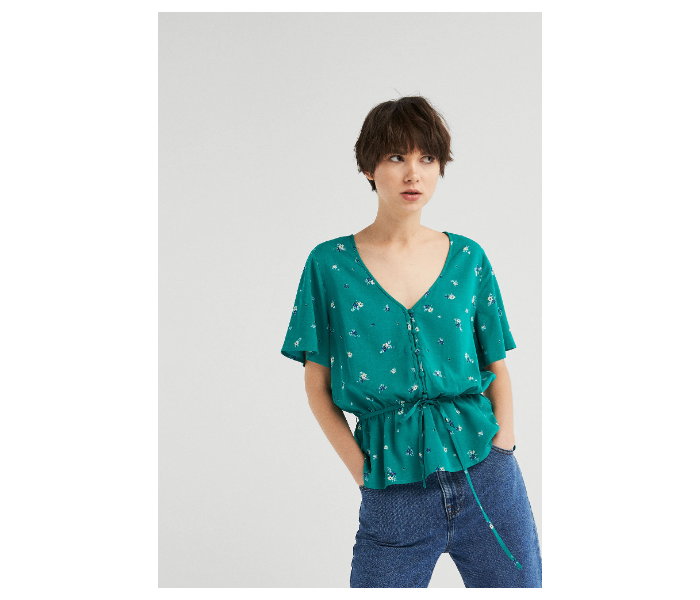 Springfield SS19 Floral Short Sleeve Blouse EU 34 For Women - Green - Zoom Image 1