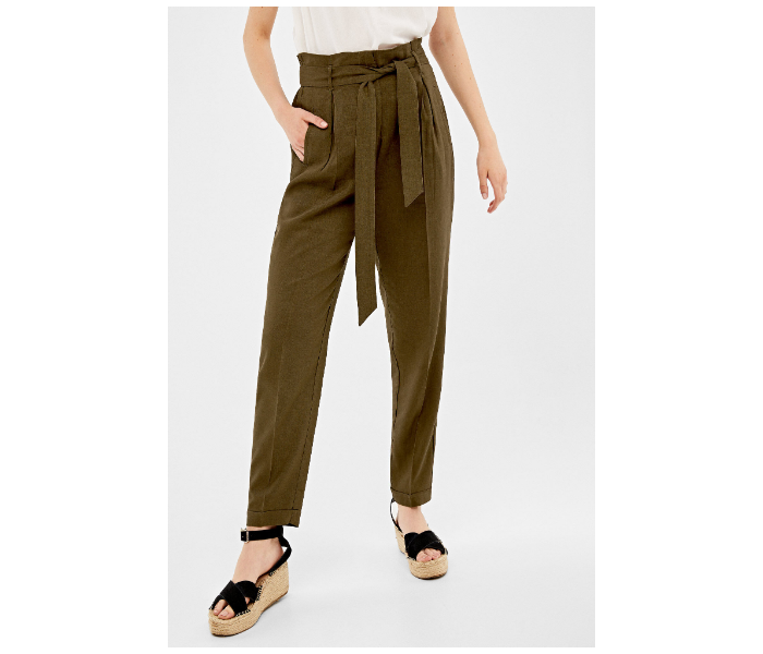 Springfield AW19 Cotton Plain Pant EU 40 For Women - Moss Green - Zoom Image 4