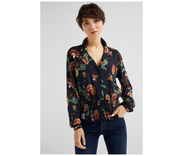 Springfield SS19 Long Sleeve Floral Blouse EU 36 For Women - Black and Green - Zoom Image 1