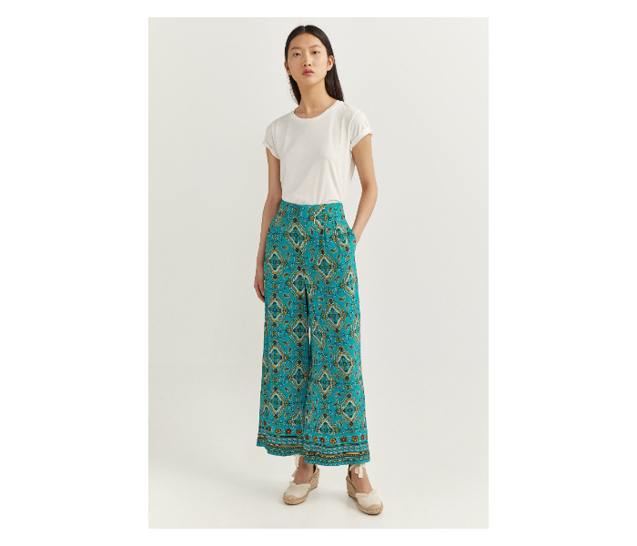 Springfield SS20 Printed Cotton Fancy Pant EU 38 For Women - Light Green - Zoom Image 1