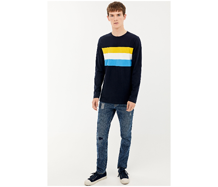 Springfield AW19 Basic Striped T-Shirt Medium - Dark Blue - Zoom Image 2