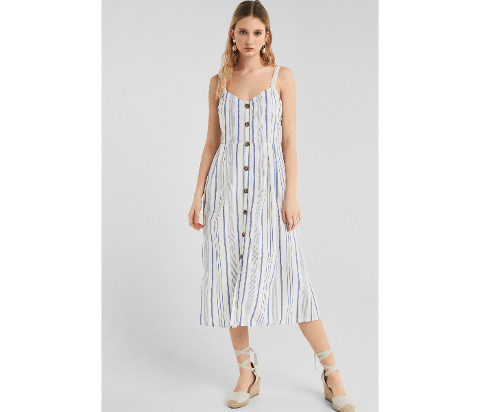 Springfield SS19 Striped Knit Dress EU 40 For Women - White and Blue - Zoom Image 1