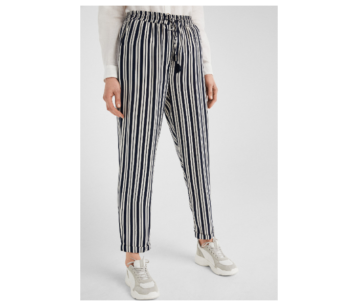 Springfield SS19 Striped Cotton Fancy Pant Large For Women - White and Black - Zoom Image 1