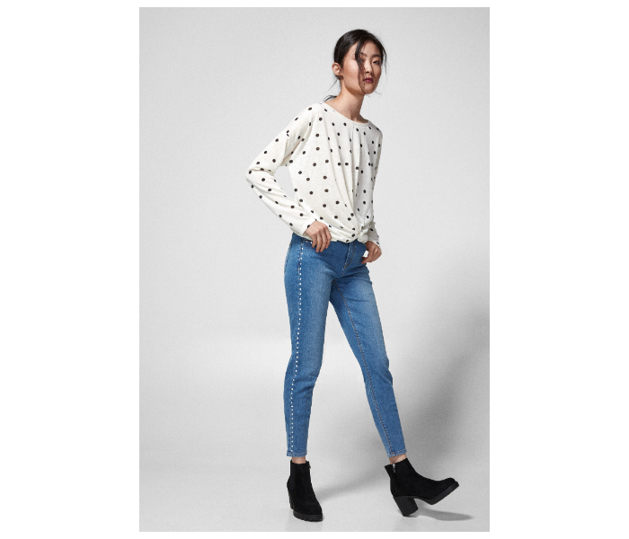 Springfield Dotted Long Sleeve T-Shirt Medium For Women - Ivory - Zoom Image 3