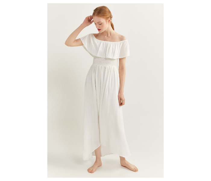 Springfield SS20 Off-Shoulder Knit Dress EU 40 For Women - White - Zoom Image 1