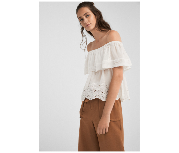 Springfield SS19 Off-Shoulder Blouse EU 36 For Women - Cream - Zoom Image 2