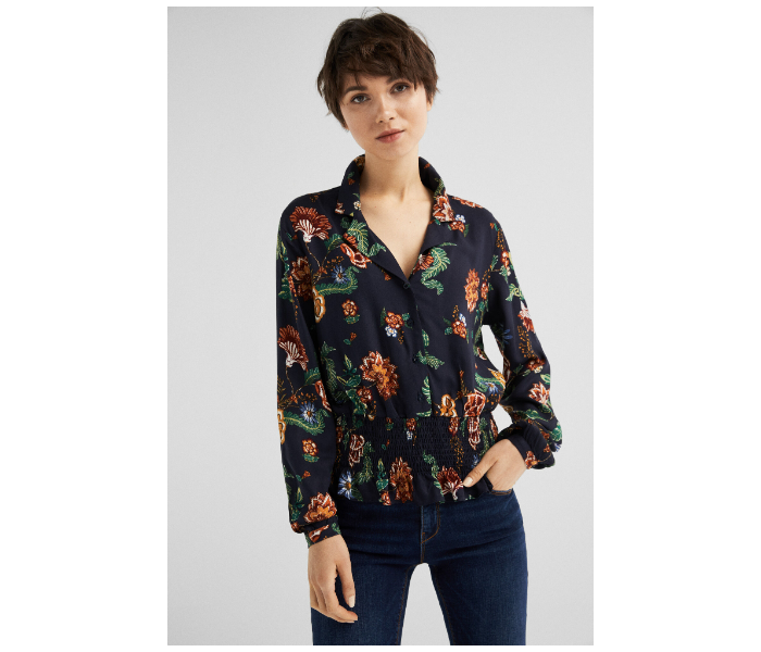 Springfield SS19 Long Sleeve Floral Blouse EU 40 For Women - Black and Green - Zoom Image 1