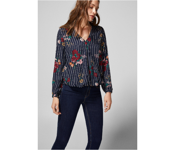 Springfield SS19 Long Sleeve Floral Blouse EU 38 For Women - Dark Blue - Zoom Image 3