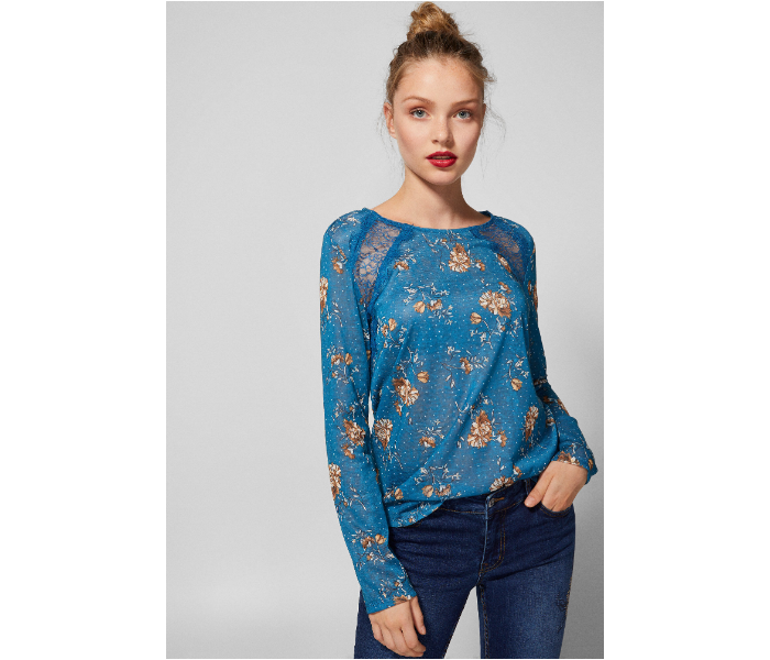 Springfield Printed Long Sleeve T-Shirt X-Small For Women - Blue - Zoom Image 1