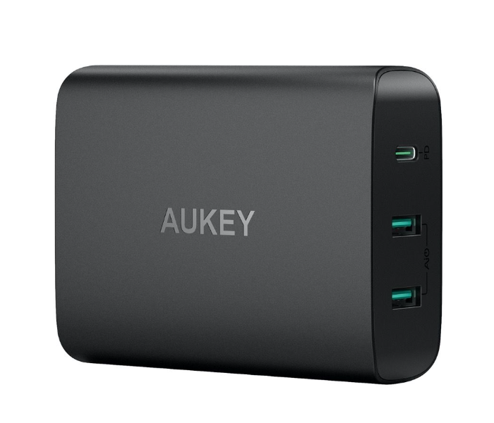 Aukey Y12 72W dual-port USB-A 12W + 1 Port USB-C with PD 60W PA - Black - Zoom Image 1