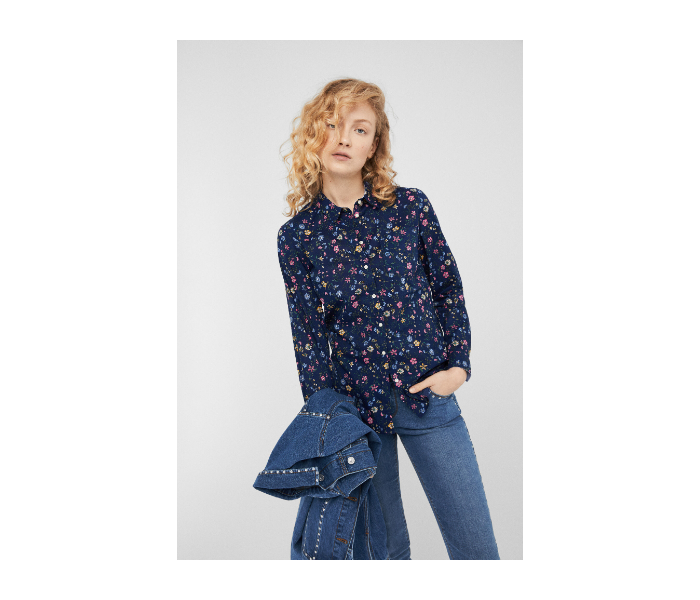 Springfield SS19 Long Sleeve Floral Blouse EU 40 For Women - Navy Blue - Zoom Image 4