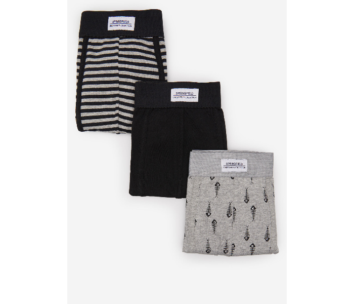 Springfield SS20 Pack of 3 Knitted Boxers And Slips Large For Men- Black & Grey - Zoom Image 1